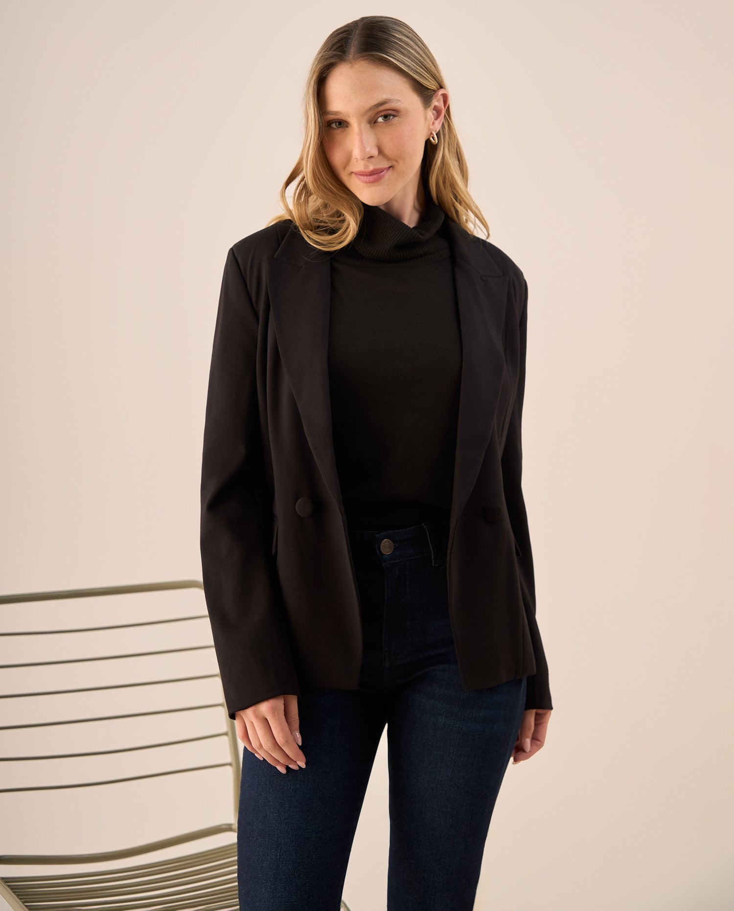 Blazer Azul Oscuro con Forro Interior - Negro