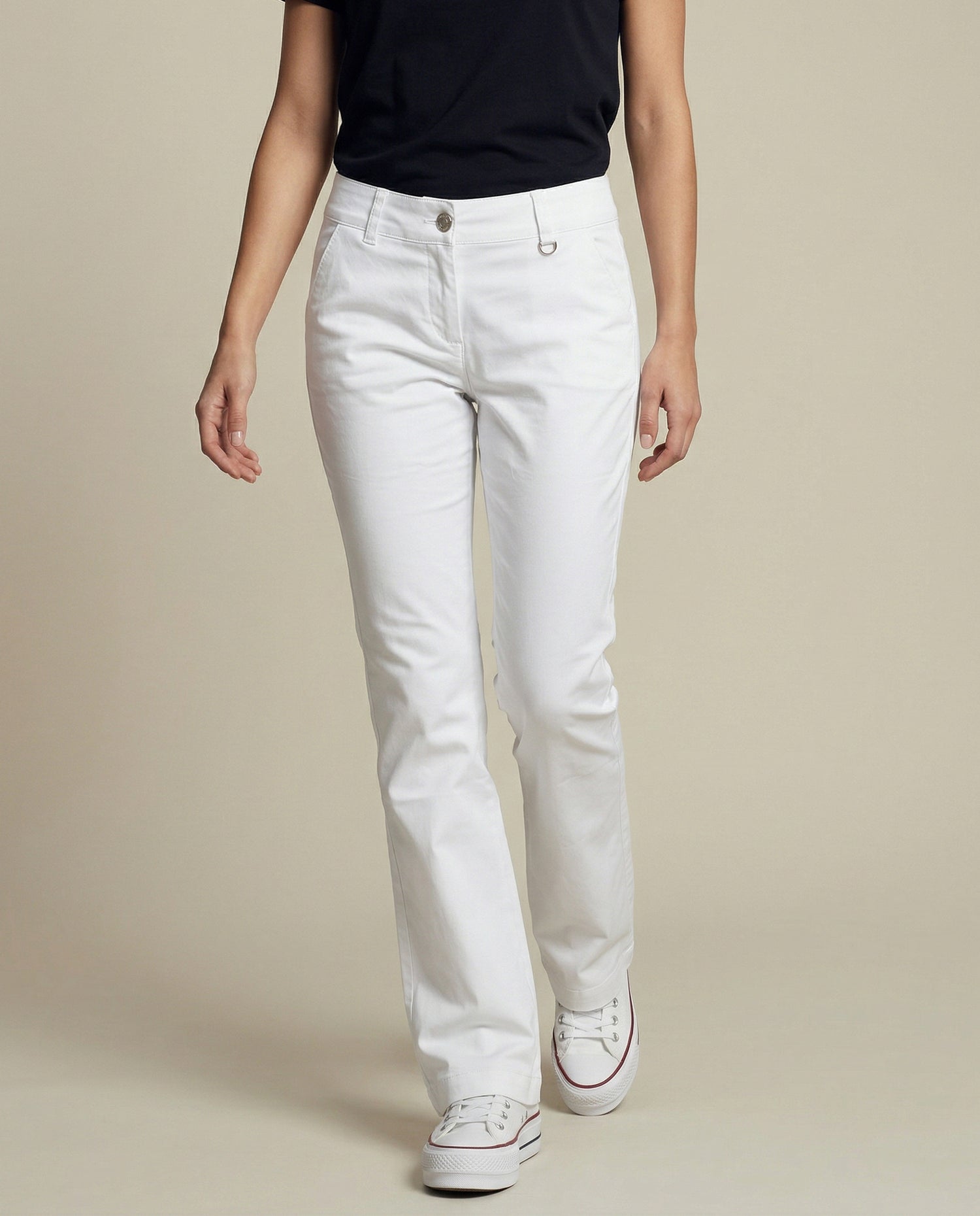 Pantalón Weekend pierna recta con ruedo doblado - Blanco