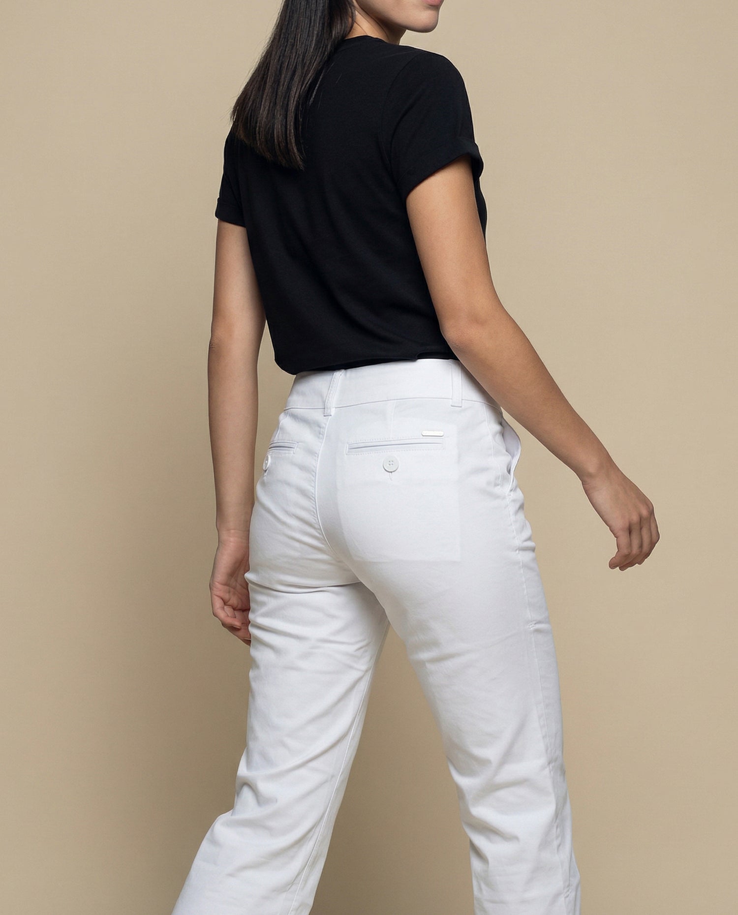 Pantalón Weekend pierna recta con ruedo doblado - Blanco