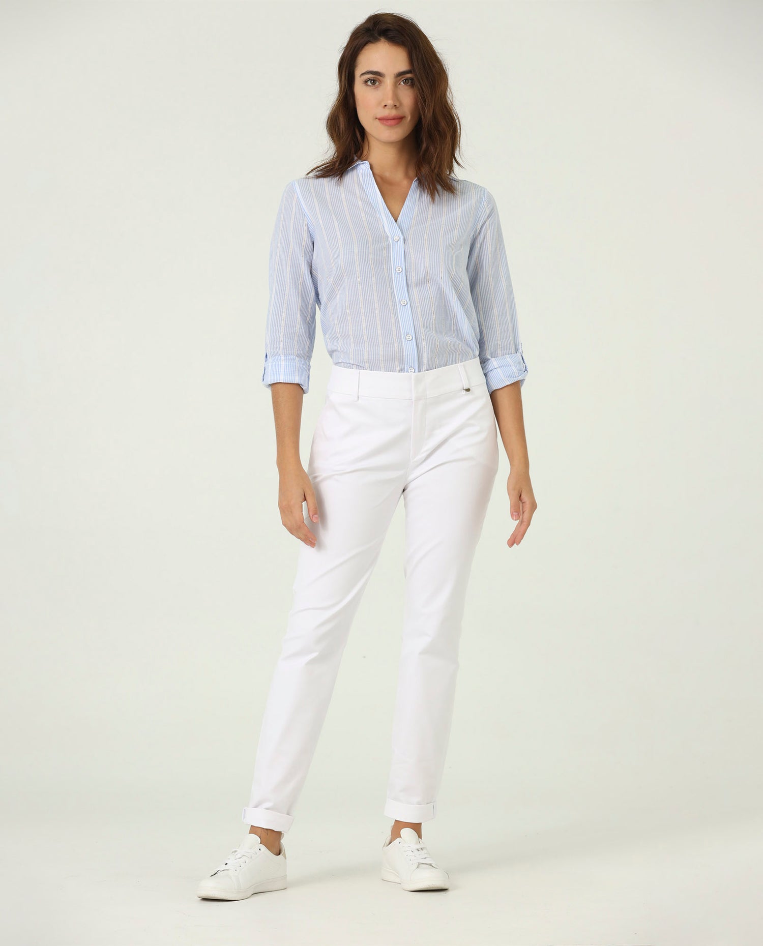 Pantalón tubo weekend corte estilizado - Blanco