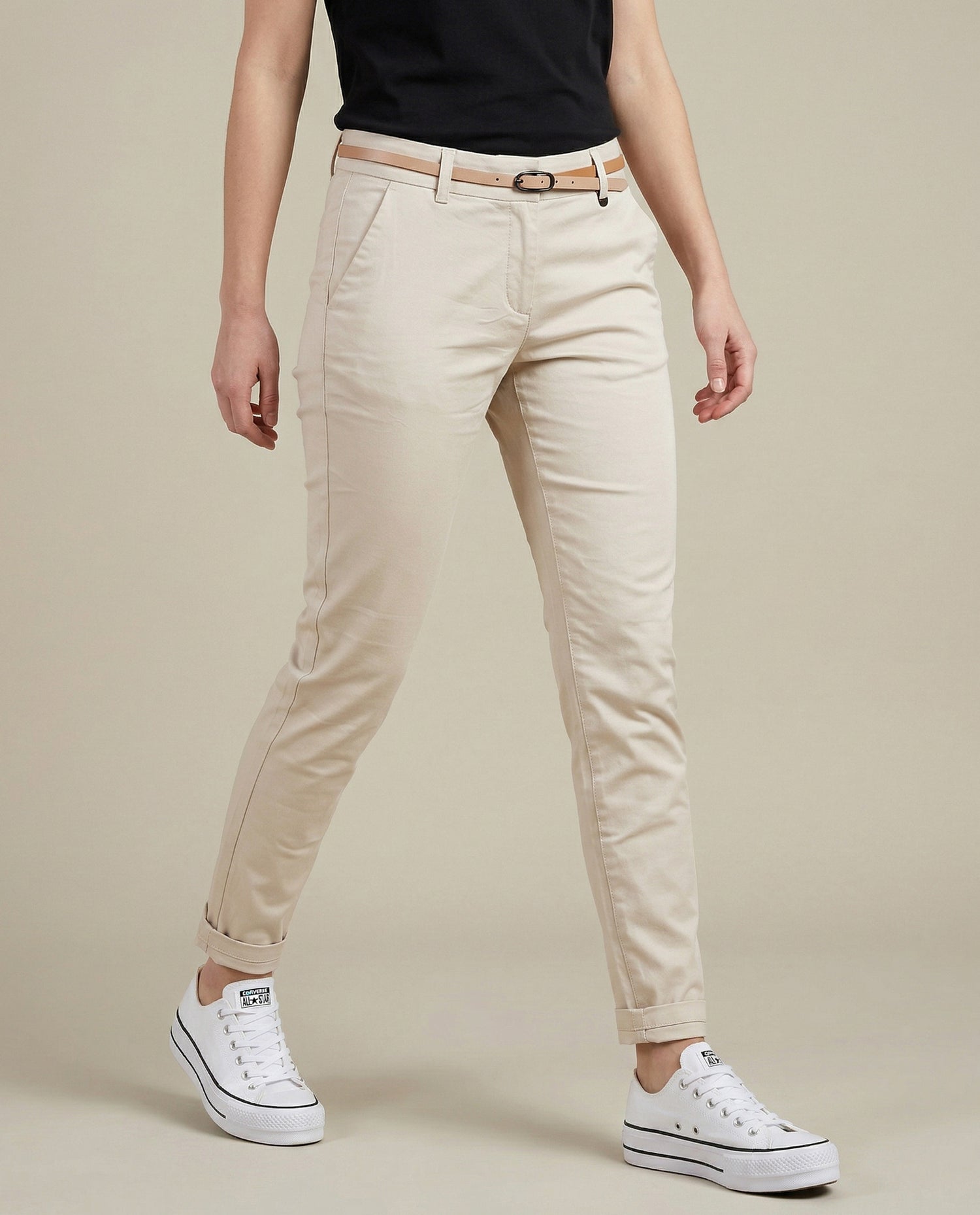 Pantalón tubo weekend corte estilizado - Beige