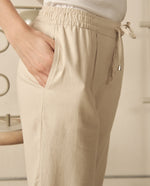Pantalón con elástico en cintura para mujer - Beige