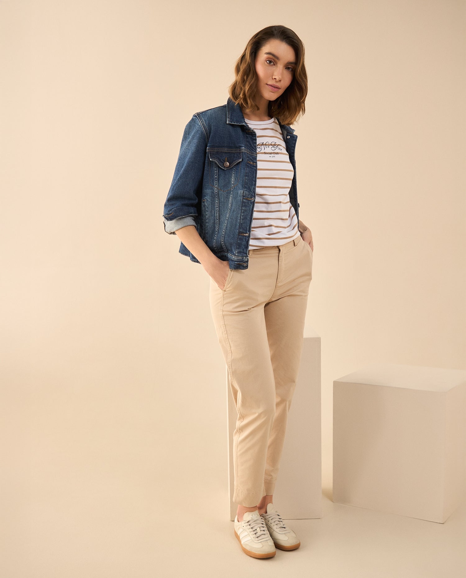 Pantalón elegante bota recta para mujer - Beige