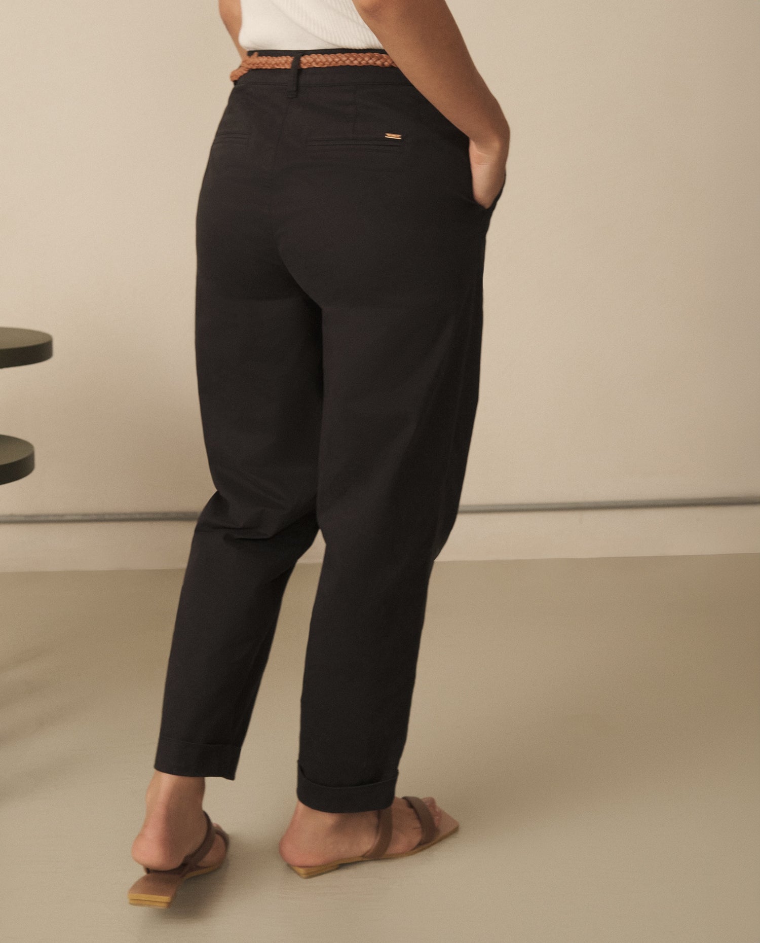 Pantalón elegante bota recta para mujer - Negro