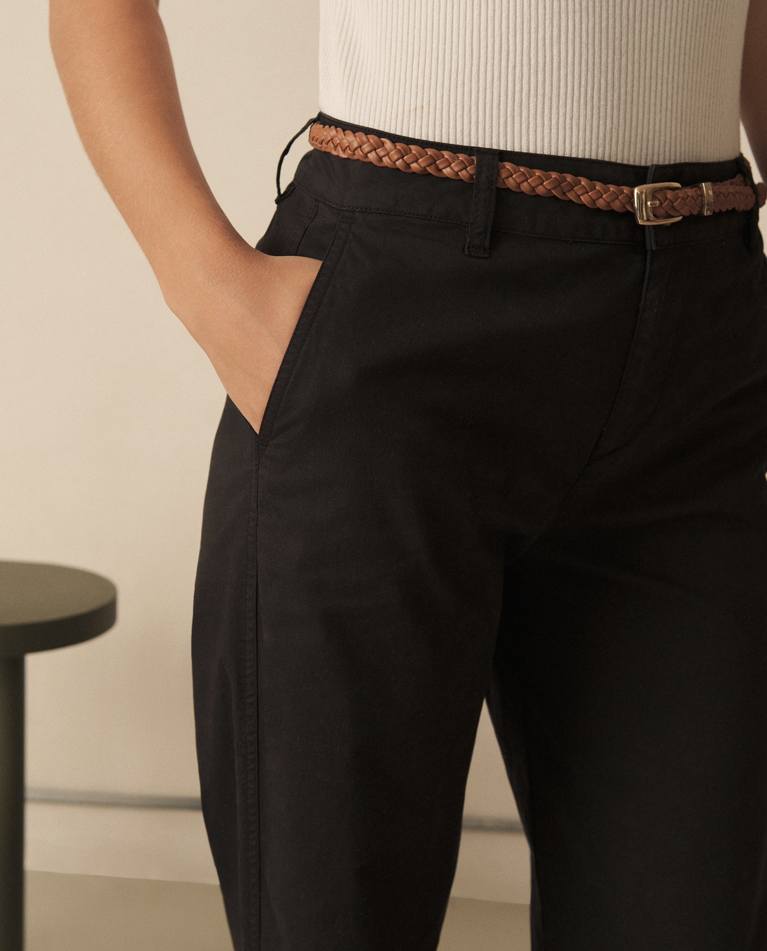 Pantalón elegante bota recta para mujer - Negro