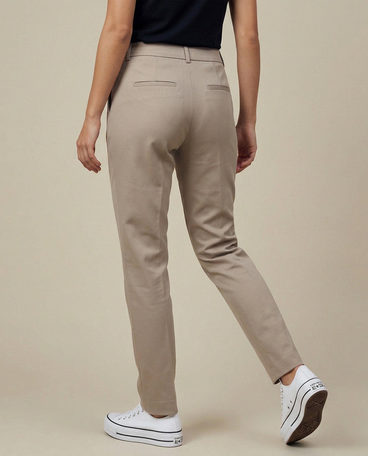 Pantalón chino tobillero silueta recta - Beige
