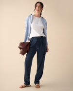 Pantalón elegante ajustable con cordón para mujer - Azul
