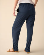 Pantalón elegante ajustable con cordón para mujer - Azul