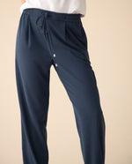 Pantalón elegante ajustable con cordón para mujer - Azul