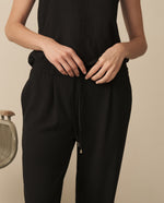Pantalón elegante ajustable con cordón para mujer - Negro