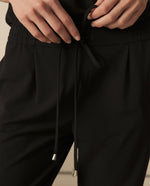 Pantalón elegante ajustable con cordón para mujer - Negro
