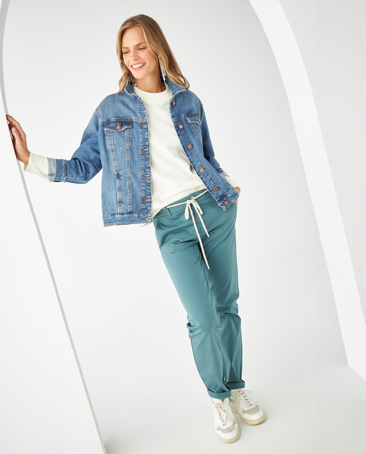 Pantalón tipo chino para mujer - Verde