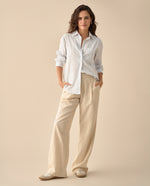 Pantalón de tela fluida para mujer - Crudo
