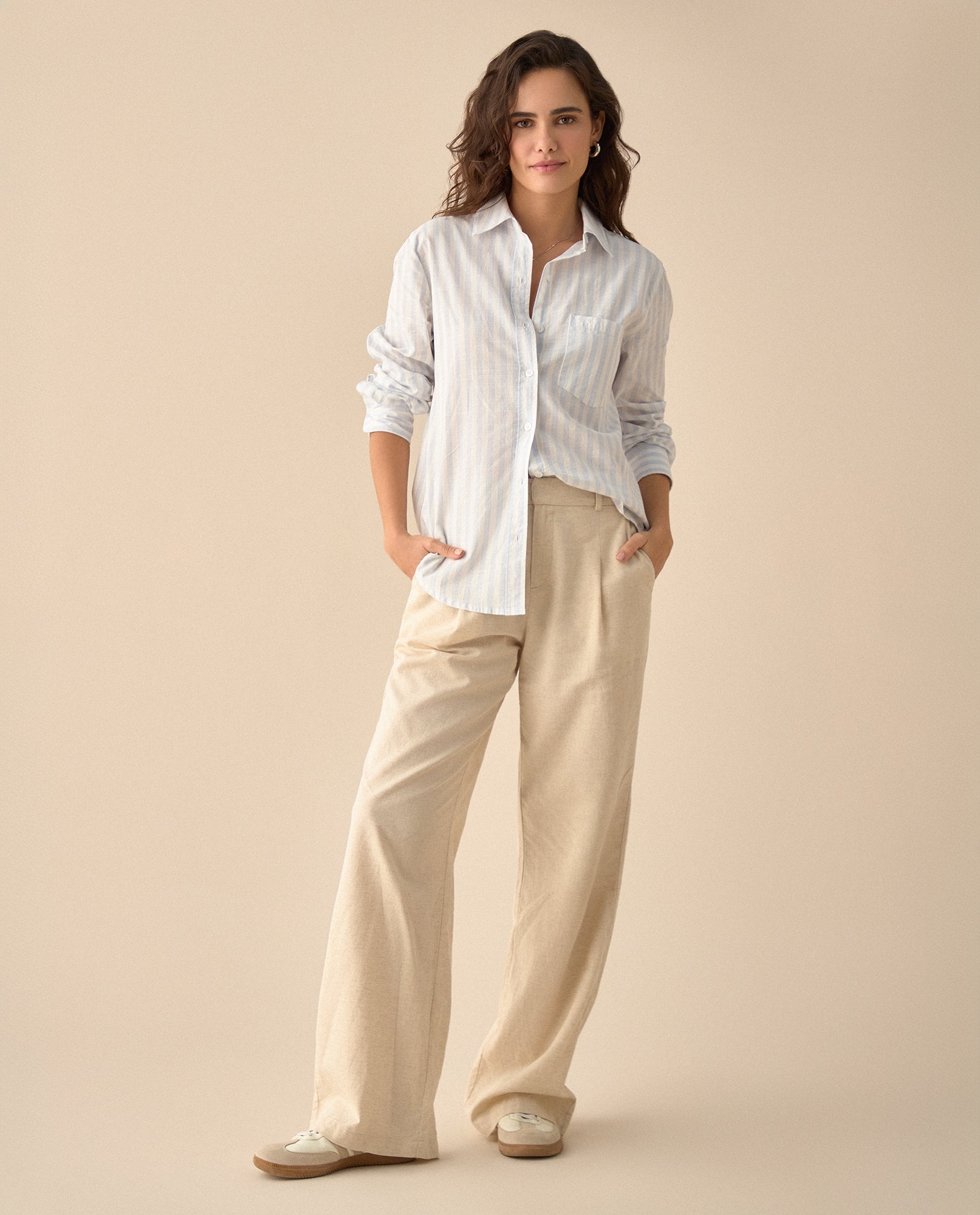 Pantalón de tela fluida para mujer - Crudo 34_131G000_CRU141106_0