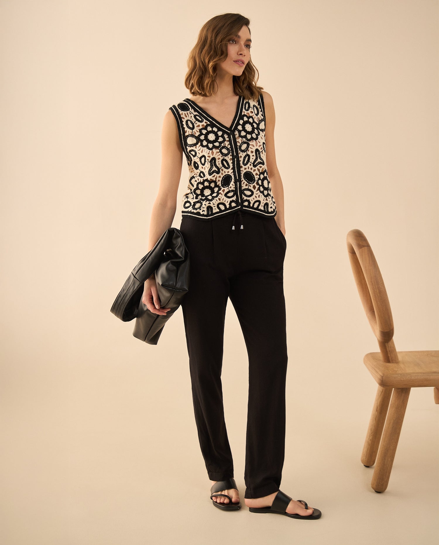Pantalón de bota recta para mujer - Negro
