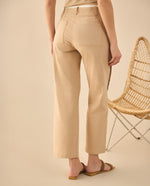 Pantalón con detalle de doble pretina para mujer - Beige