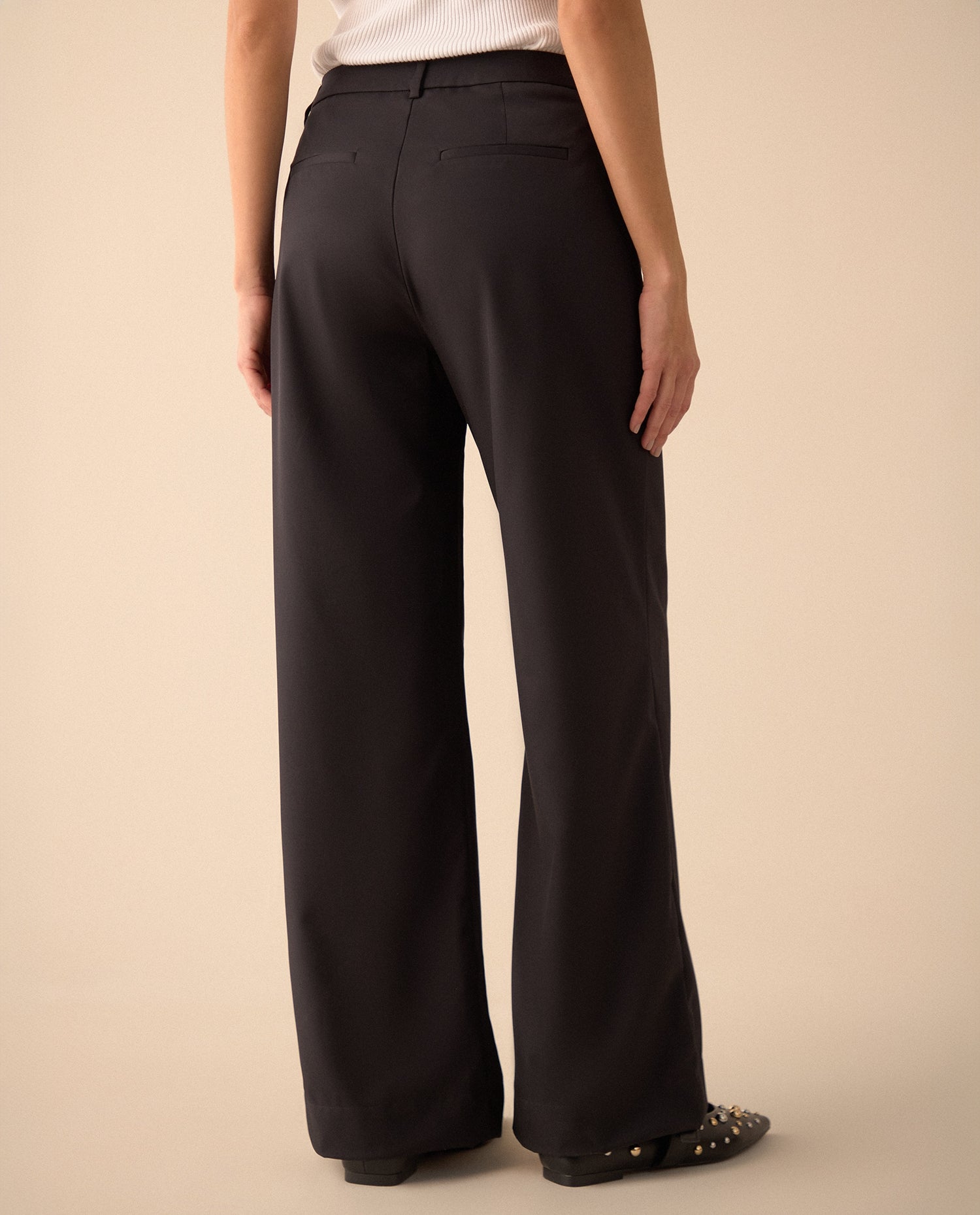 Pantalón de tela fluida para mujer - Negro