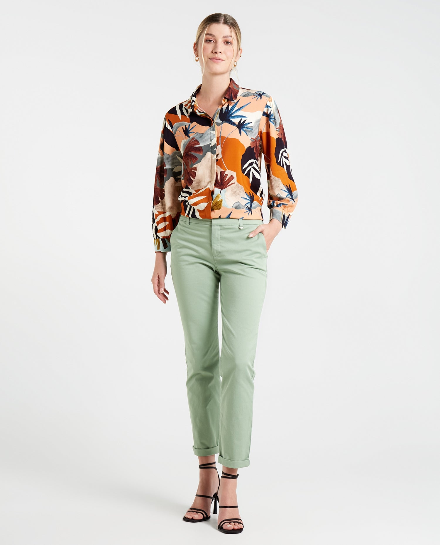 Pantalón con bolsillos diagonales para mujer - Verde