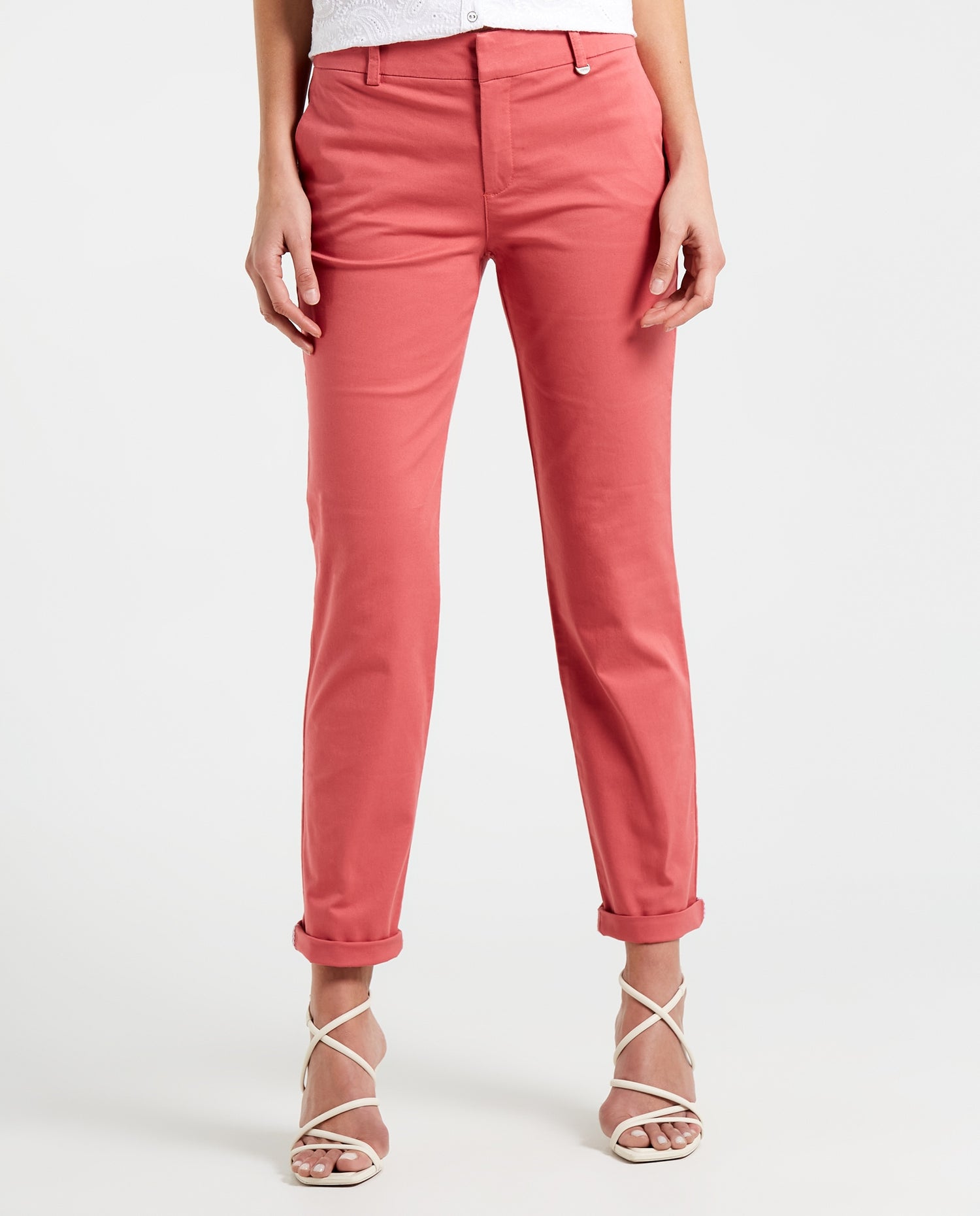 Pantalón con bolsillos diagonales para mujer - Rosa