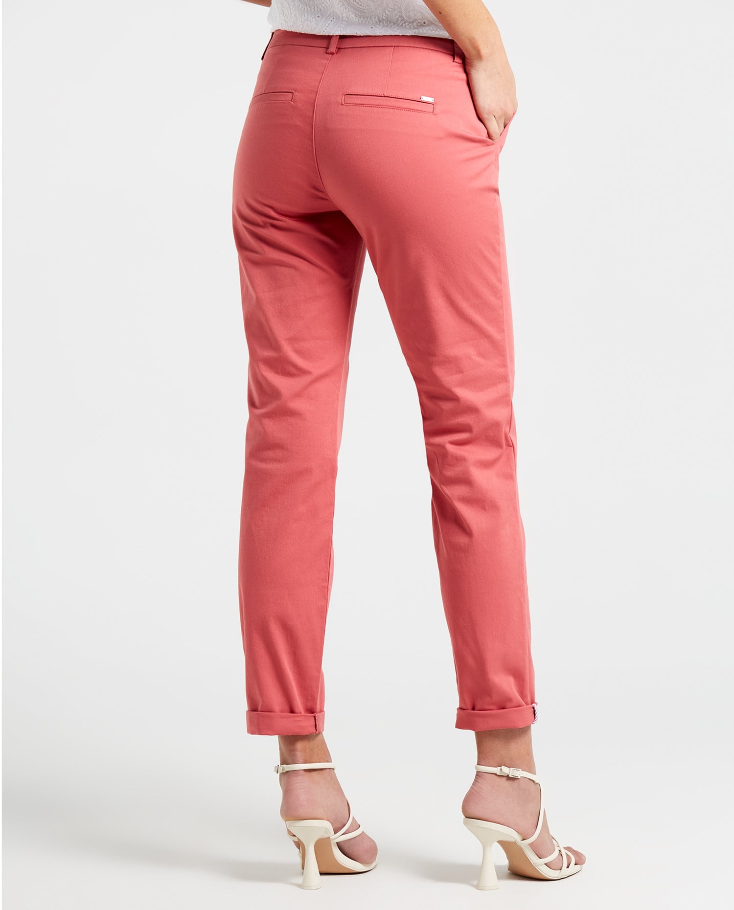 Pantalón con bolsillos diagonales para mujer - Rosa