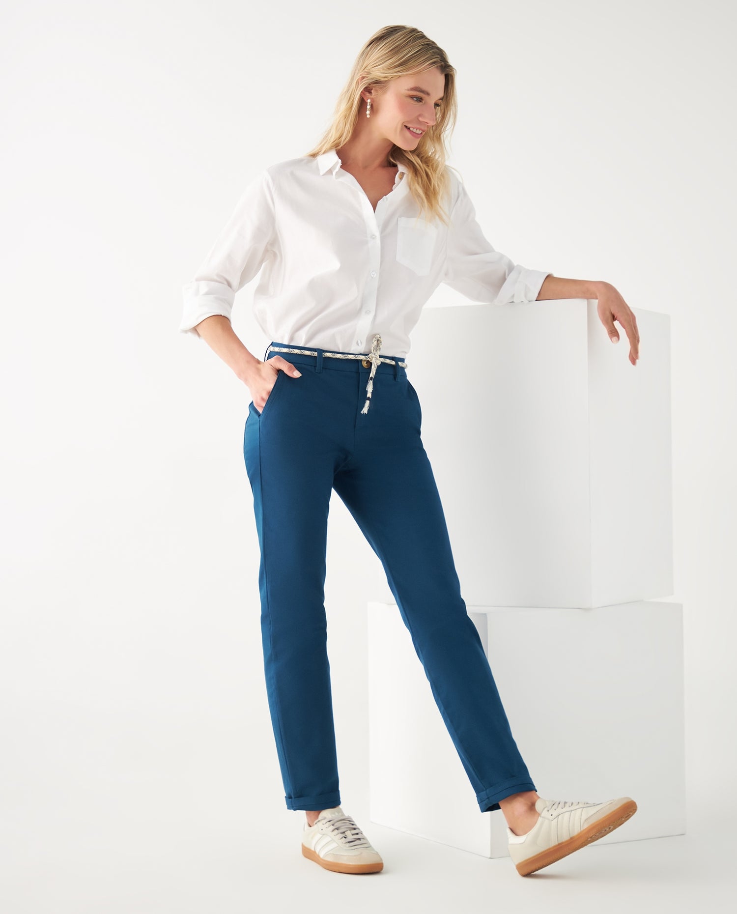 Pantalón tipo chino para mujer - Azul