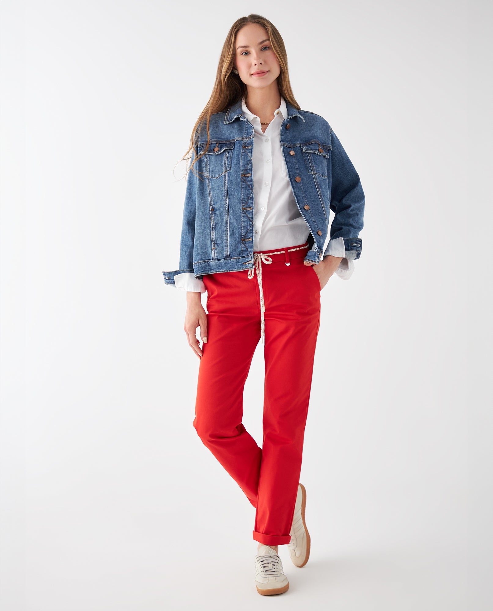 Pantalón con cinturón para mujer - Naranja 34_132F004_NAR181555_0