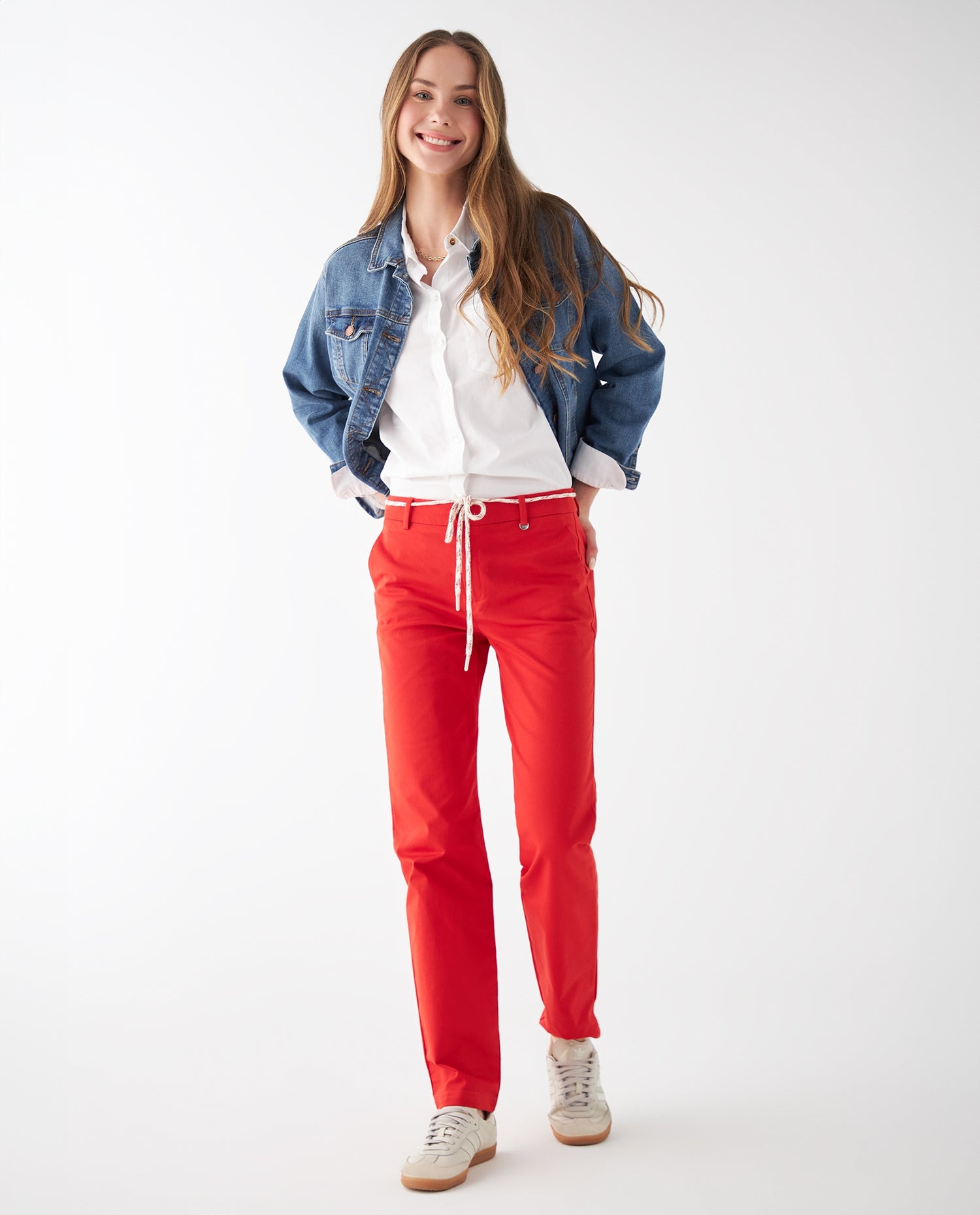 Pantalón con cinturón para mujer - Naranja