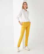 Pantalón con broche y cierre ocultos para mujer - Amarillo
