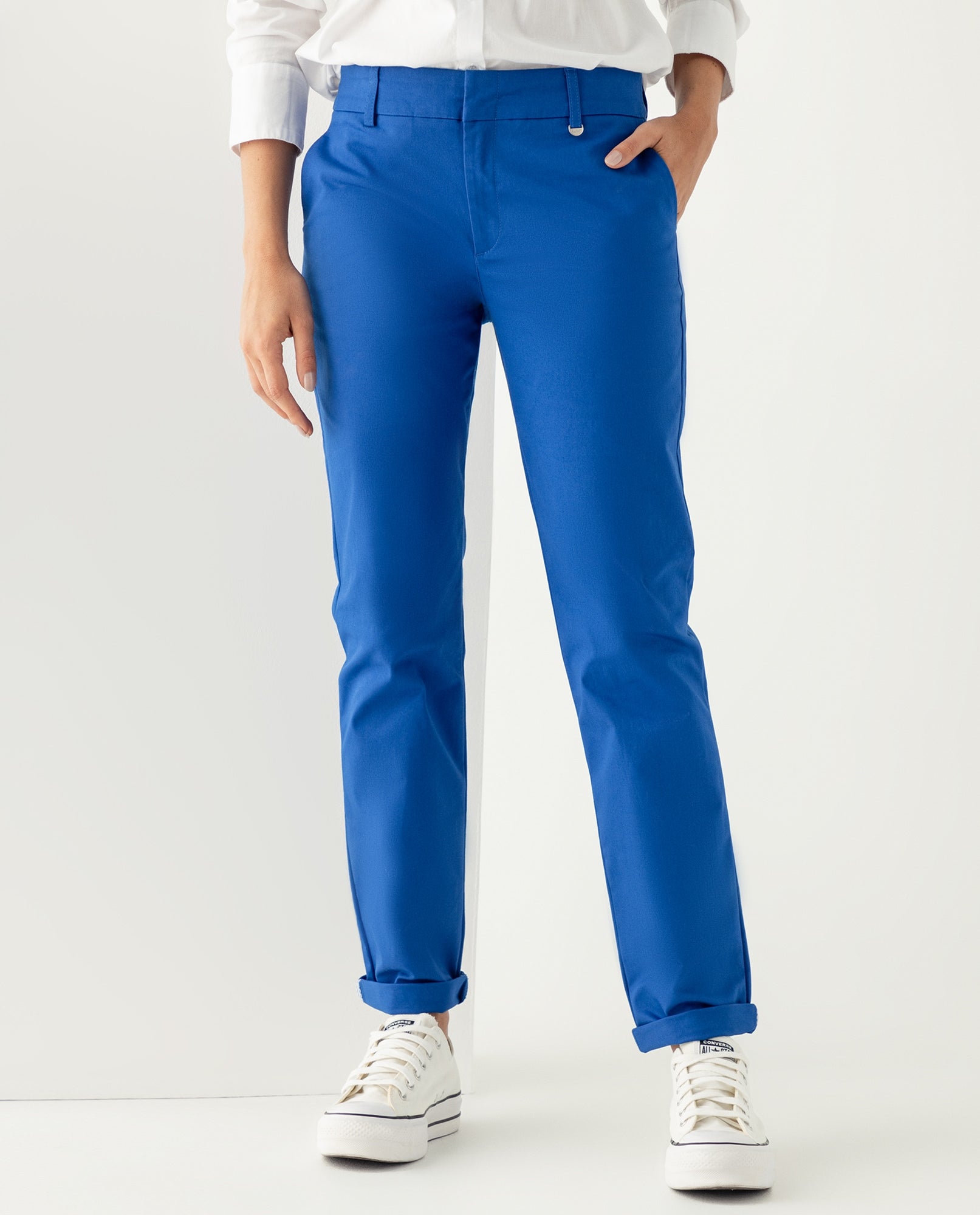 Pantalón con broche y cierre ocultos para mujer - Azul 34_139E001_AZU164834_5