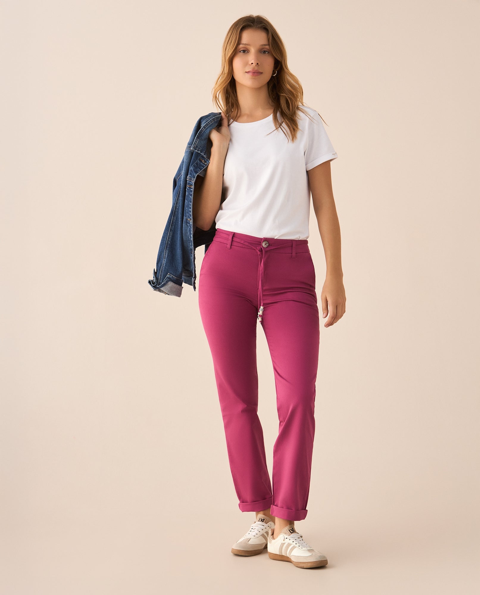 Pantalón de silueta ajustada para mujer - Morado 34_139F002_MOR182527_0