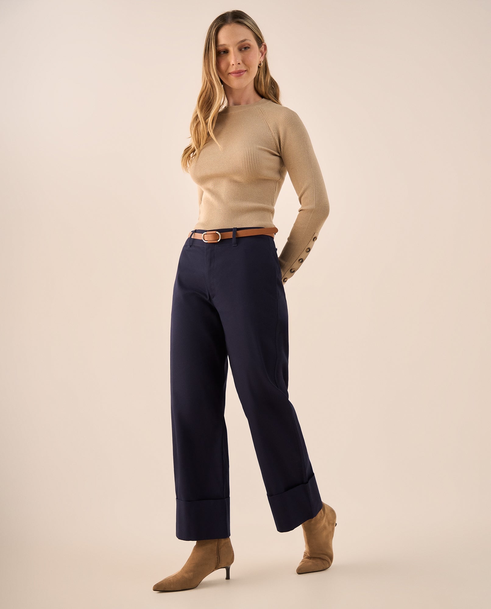 Pantalón Wide Leg con Dobladillo Amplio - Amarillo 34_139G701_AZU193810_0