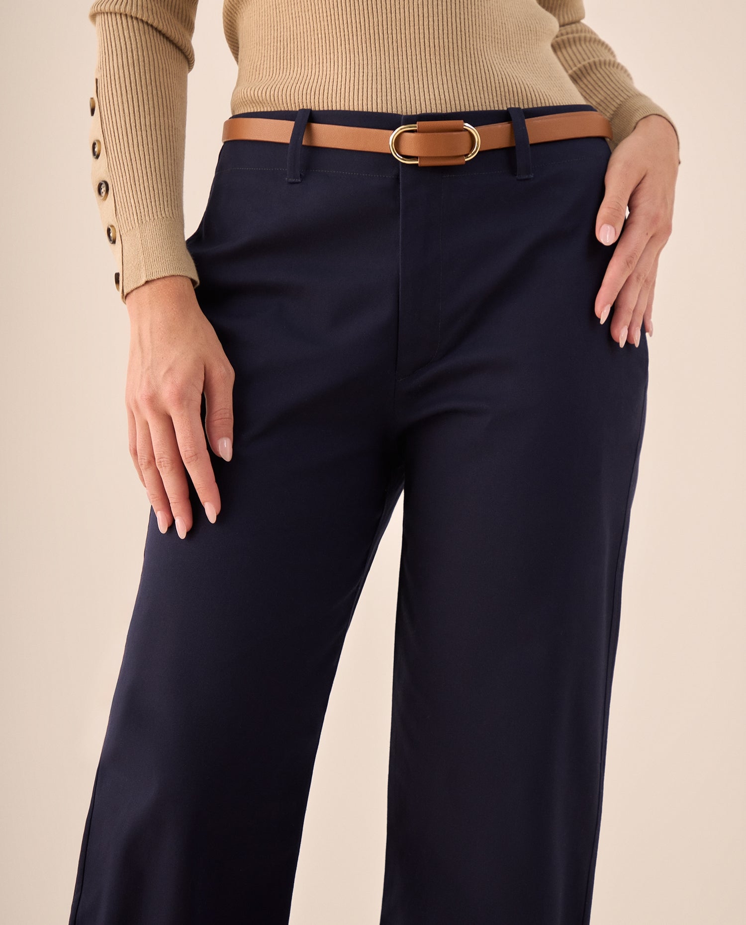 Pantalón Wide Leg con Dobladillo Amplio - Amarillo