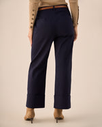Pantalón Wide Leg con Dobladillo Amplio - Amarillo