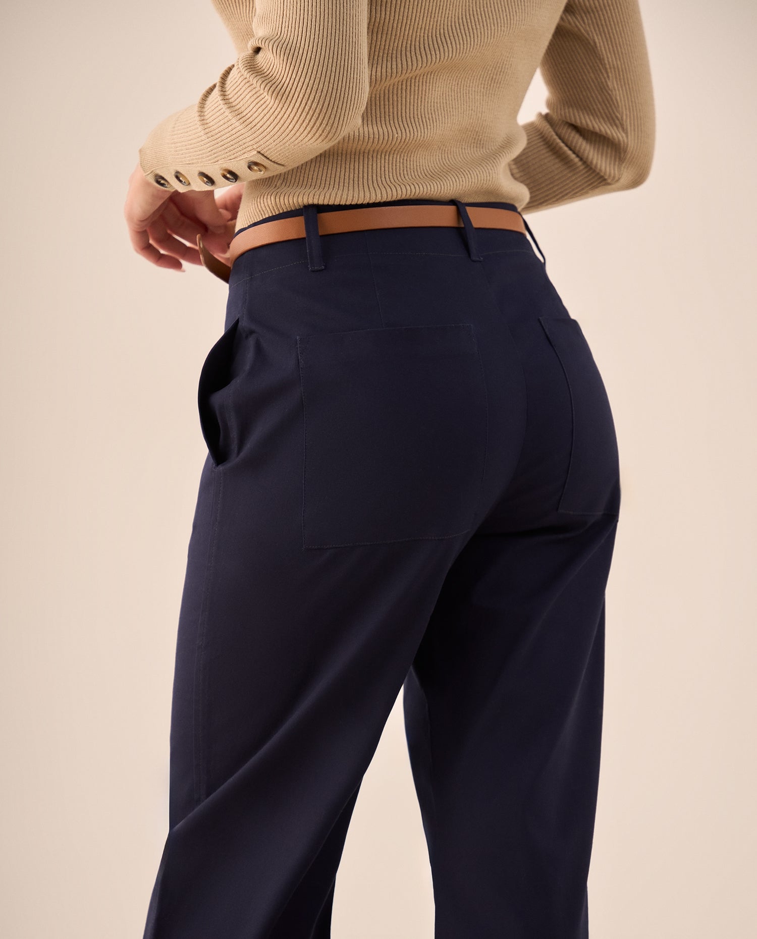 Pantalón Wide Leg con Dobladillo Amplio - Amarillo