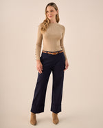 Pantalón Wide Leg con Dobladillo Amplio - Amarillo
