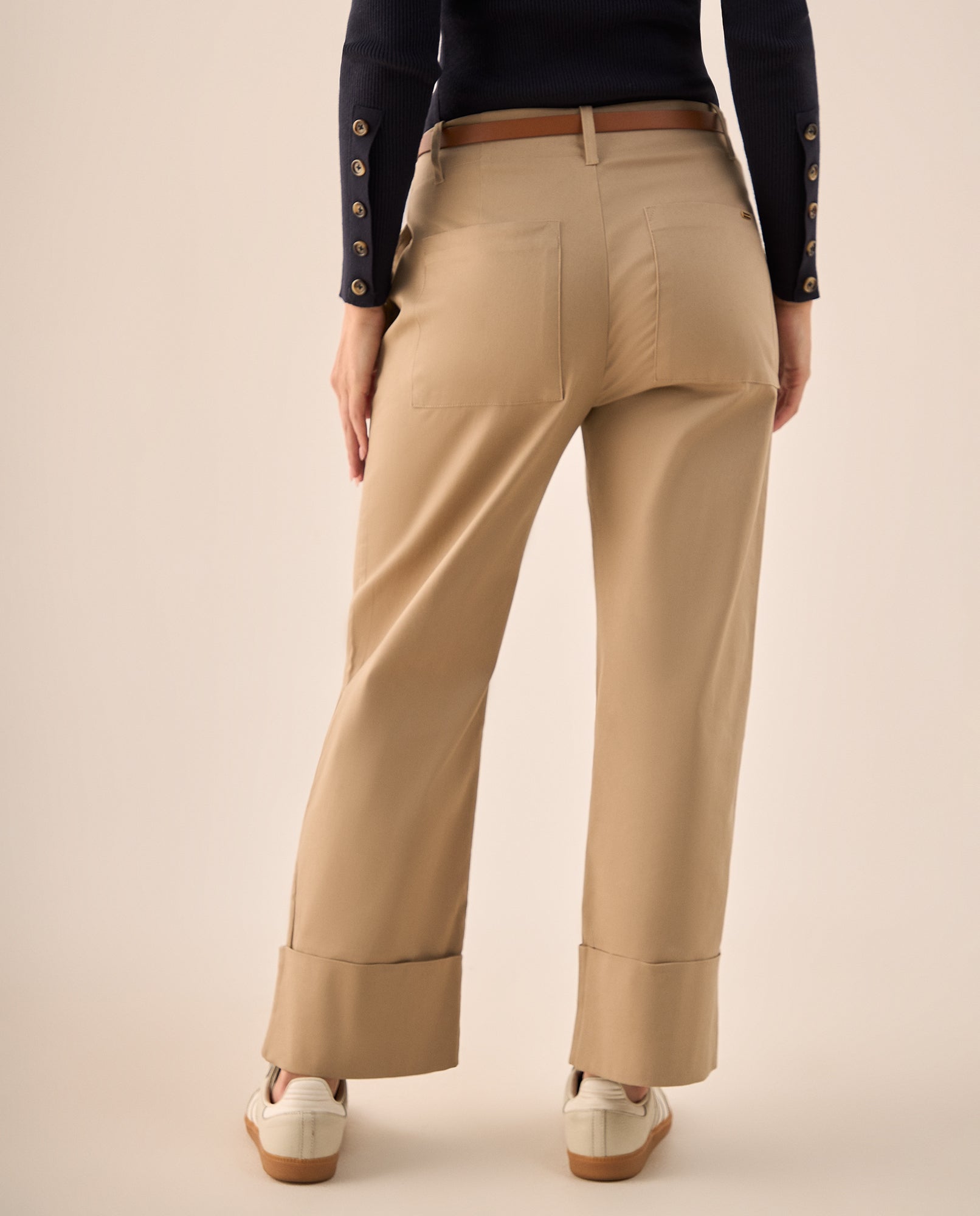 Pantalón Wide Leg con Dobladillo Amplio - Beige 34_139G701_BEI161212_5