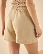 Short con elástico en cintura para mujer - Beige