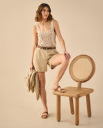 Short con elástico en cintura para mujer - Beige