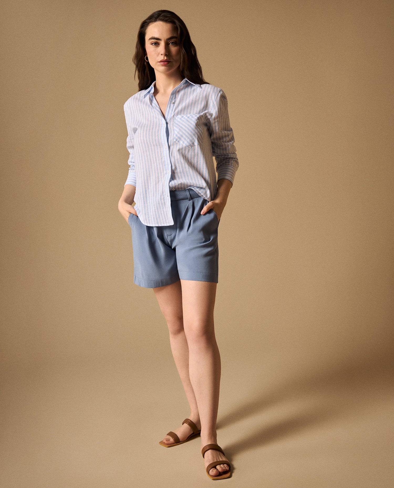 Shorts con Cinturón - Azul