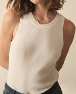 Camiseta tejida manga sisa para mujer - Crudo