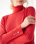 Buzo tejido cuello alto para mujer - Rojo
