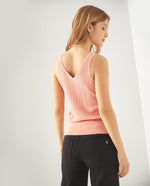 Camiseta tejida manga sisa para mujer - Rosa