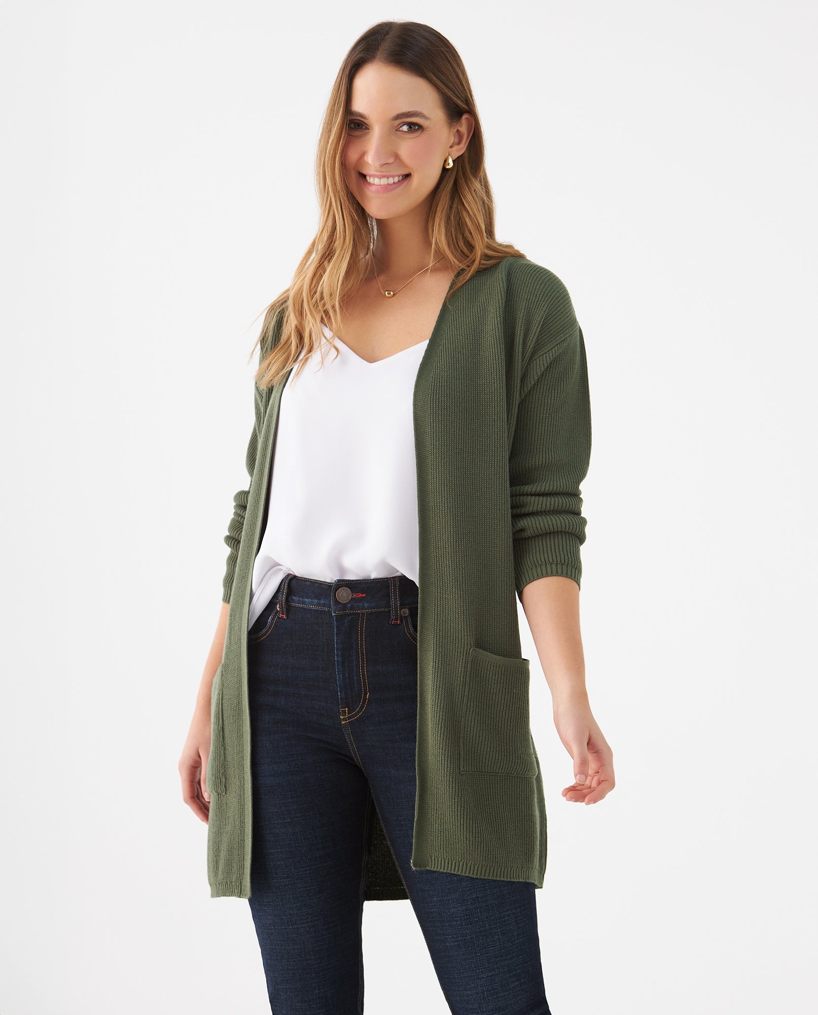 Cárdigan tejido para mujer - Verde 34_169F100_VER165820_0