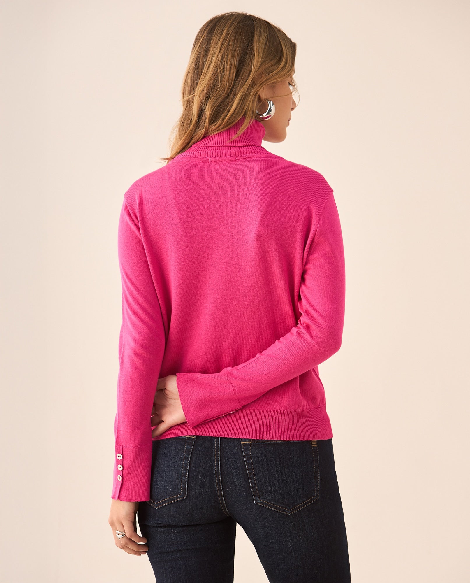 Buzo tejido cuello alto para mujer - Rosa 34_169F104_ROS162126_4