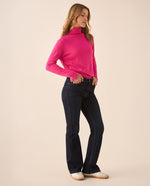 Buzo tejido cuello alto para mujer - Rosa