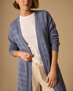 Cardigan Largo con Tejido Calado Geométrico - Azul