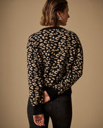 Suéter Tejido Estampado Leopardo Negro - Negro