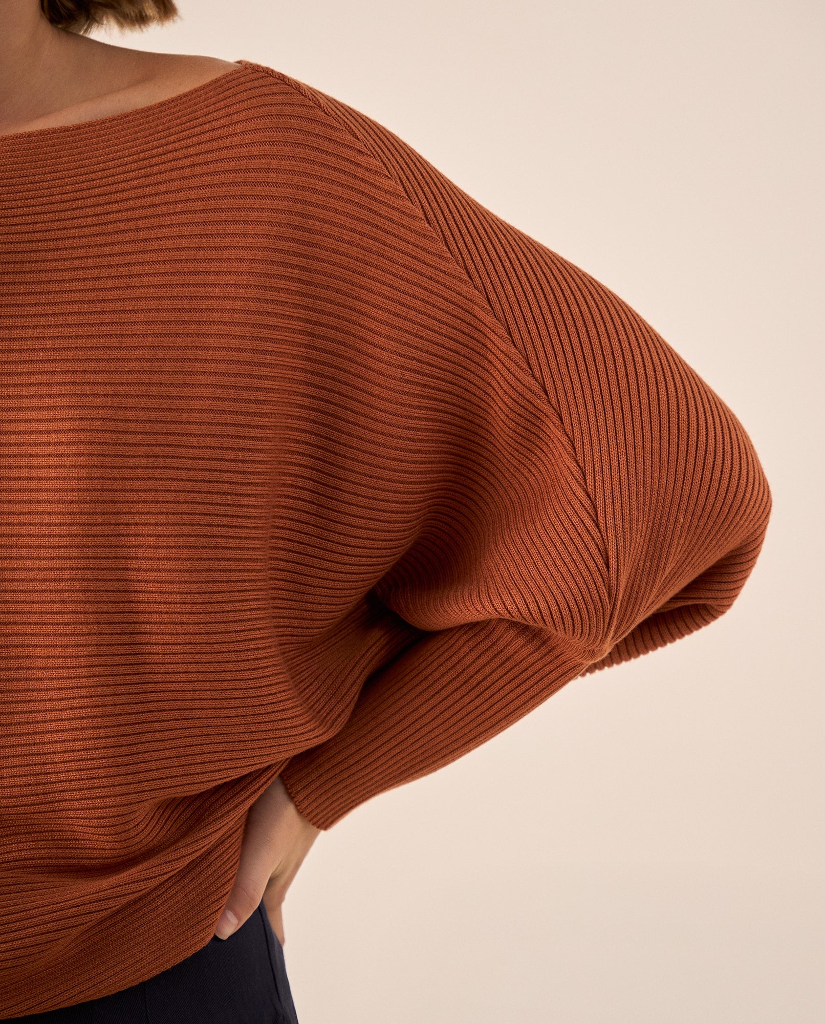 Suéter Tejido Acanalado Off-Shoulder - Naranja 34_169G923_NAR181350_3