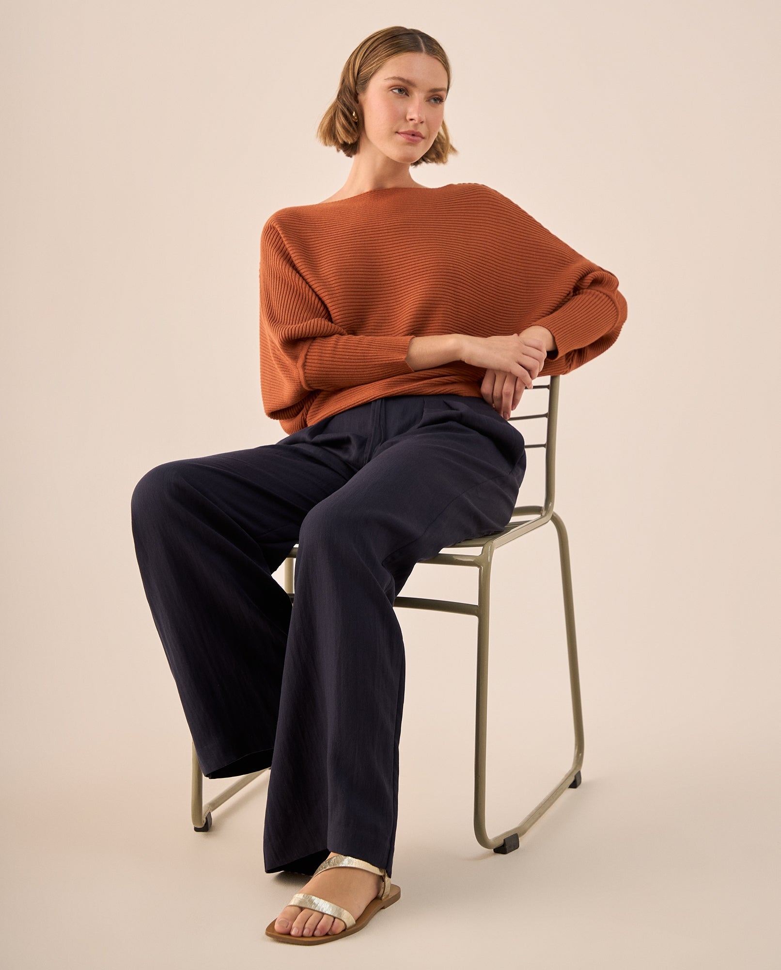 Suéter Tejido Acanalado Off-Shoulder - Naranja 34_169G923_NAR181350_5
