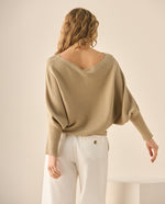 Suéter Tejido Acanalado Off-Shoulder - Verde